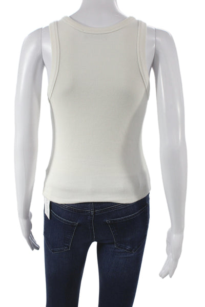 Designer Womens Basic Sleeveless Tank Ivory 94% Cotton Size S