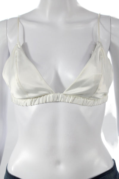 Designer Women's Triangle Adjustable Straps Bralette White Size L