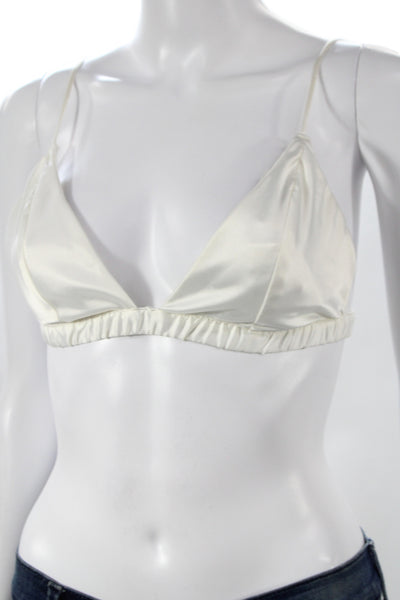 Designer Women's Triangle Adjustable Straps Bralette White Size L