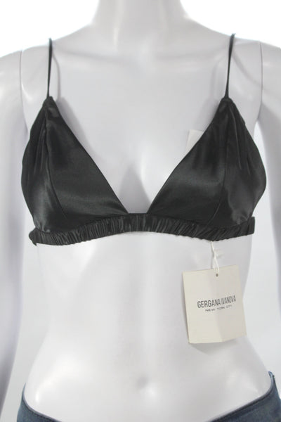 Designer Women's Triangle Adjustable Straps Bralette Black Size M