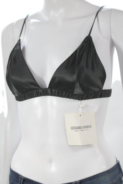Designer Women's Triangle Adjustable Straps Bralette Black Size M