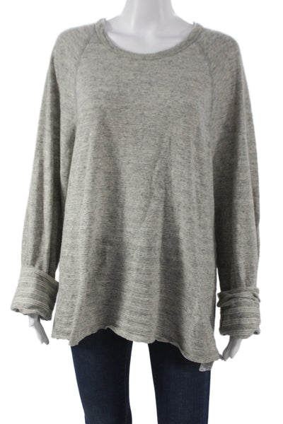 Standard James Perse Womens Long Sleeve Basic Tee Gray Crew Ramie Size 3