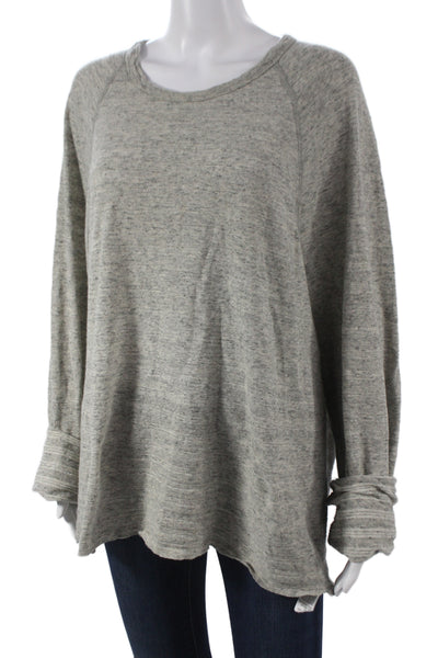 Standard James Perse Womens Long Sleeve Basic Tee Gray Crew Ramie Size 3