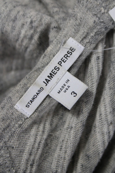 Standard James Perse Womens Long Sleeve Basic Tee Gray Crew Ramie Size 3