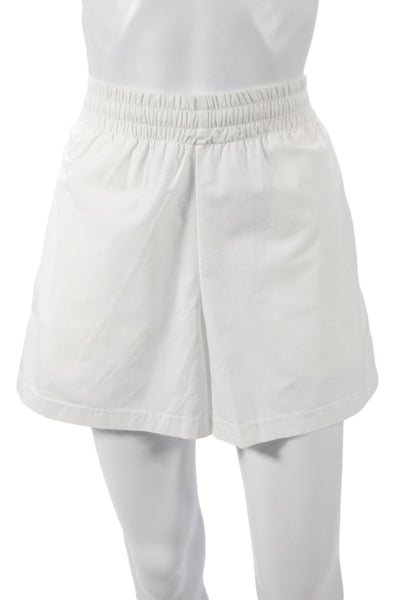 Designer Womens Sweat Shorts White Cotton Solid Summer Size S