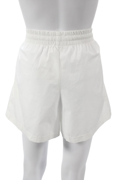 Designer Womens Sweat Shorts White Cotton Solid Summer Size S