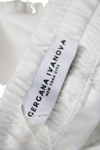 Designer Womens Sweat Shorts White Cotton Solid Summer Size S