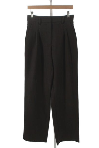 Designer Womens Dress Pants Brown Polyester Solid Hook Eye Size 30
