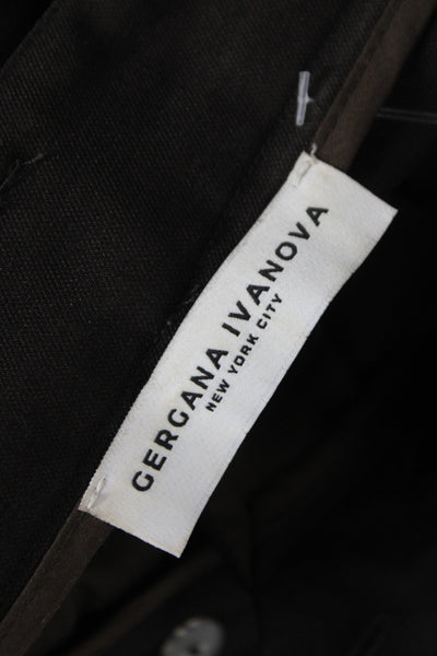 Designer Womens Dress Pants Brown Polyester Solid Hook Eye Size 30