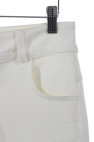 Designer Women White Cargo Pants 98% Cotton Button Closure 32in Inseam Size S
