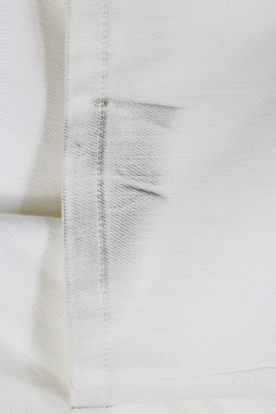 Designer Women White Cargo Pants 98% Cotton Button Closure 32in Inseam Size S