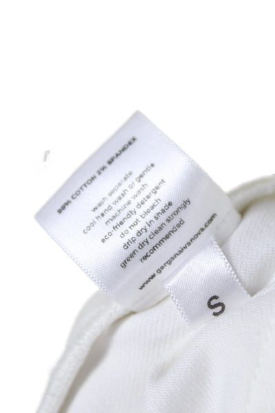 Designer Women White Cargo Pants 98% Cotton Button Closure 32in Inseam Size S