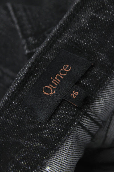 Quince Womens Wide Leg Mid Rise Black Cotton Jeans Size 26