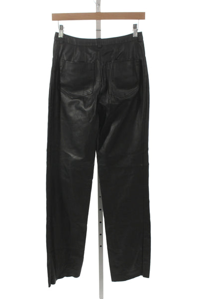 Cult Naked Women Black Leather Pants Button Closure 32in Inseam Size M