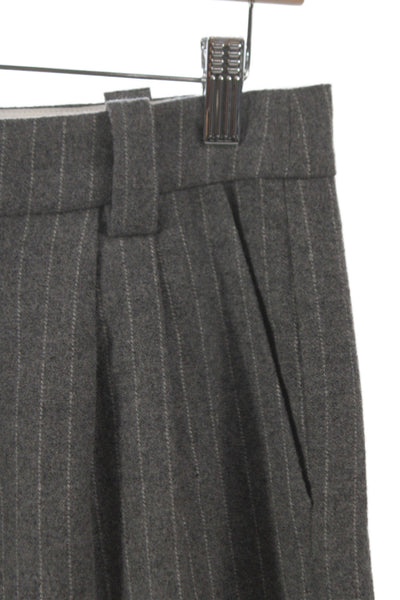 Sophie Rue Women Dress Pants Gray Striped Wool Blend Button Size M