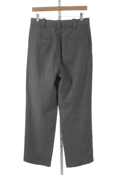 Sophie Rue Women Dress Pants Gray Striped Wool Blend Button Size M