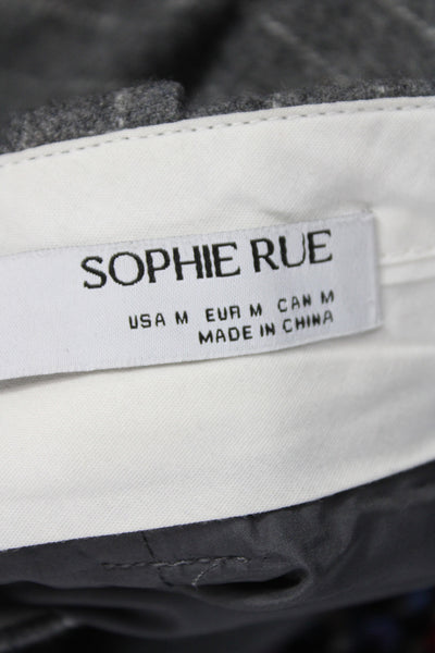 Sophie Rue Women Dress Pants Gray Striped Wool Blend Button Size M