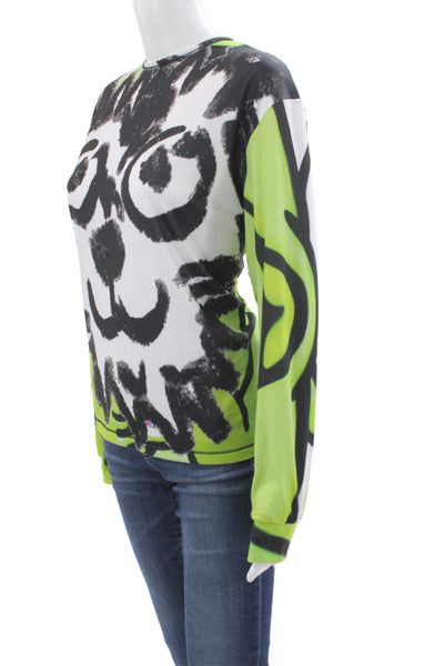 Chopova Lowena Womens Jersey T-Shirt Black Floral Long Sleeve Size XS
