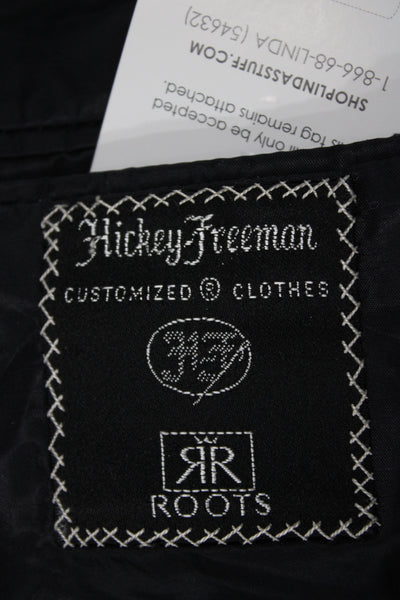 Hickey Freeman Mens 2 Piece Suit Jacket Gray Wool Striped Button Size 46
