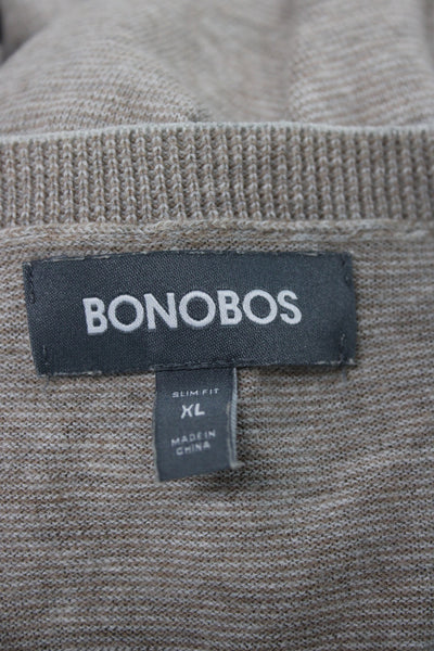 Bonobos Mens Henley Sweater Beige Long Sleeve Round Neck Size XL