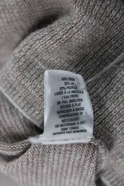 Bonobos Mens Henley Sweater Beige Long Sleeve Round Neck Size XL