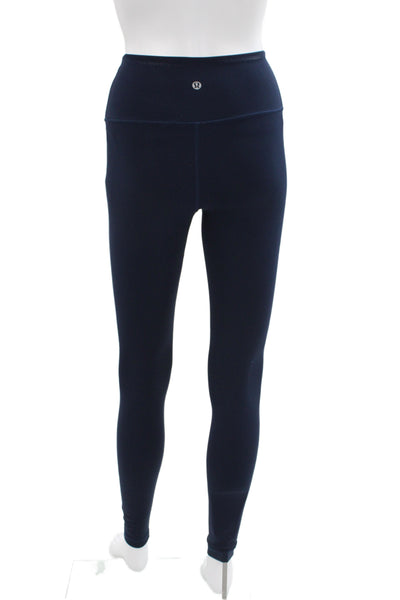 Lululemon Womens Blue Ankle Leggings Nylon Athleisure Solid Size 2