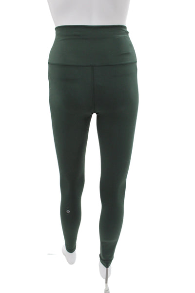 Lululemon Women Ankle Leggings Green Nylon Athleisure Pull On Size 4