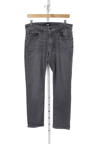 Paige Mens Straight Jeans Blue Cotton Button Casual Size 31
