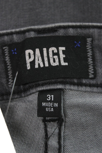 Paige Mens Straight Jeans Blue Cotton Button Casual Size 31