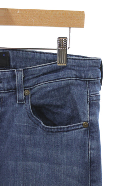 Paige Mens Straight Jeans Blue Cotton Button Casual Size 31