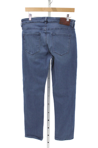 Paige Women Straight Jeans Blue Button Cotton Size 31