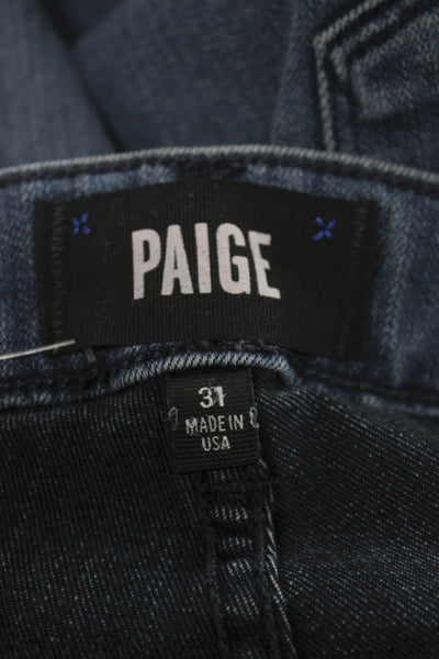 Paige Women Straight Jeans Blue Button Cotton Size 31
