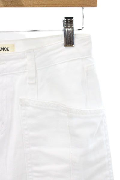 L Agence Womens Straight Jeans White Cotton Button Size 23