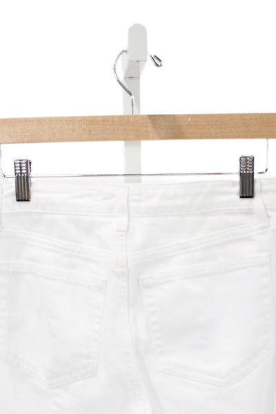 L Agence Womens Straight Jeans White Cotton Button Size 23