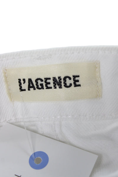 L Agence Womens Straight Jeans White Cotton Button Size 23