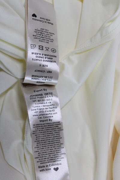 Johanna Ortiz Women Maxi Dress Ivory Halter Button Sleeveless Triacetate Size 6
