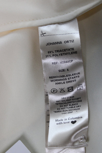 Johanna Ortiz Women Ivory One Shoulder Long Sleeve Tie Maxi Blouse Size 6
