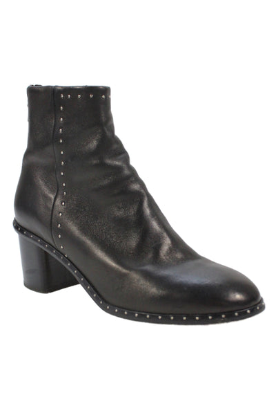 Rag & Bone Womens Back Zip Block Heel Studded Booties Black Leather Size 37.5