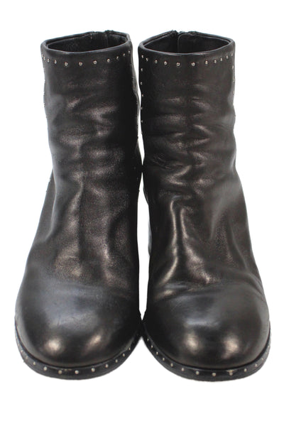 Rag & Bone Womens Back Zip Block Heel Studded Booties Black Leather Size 37.5