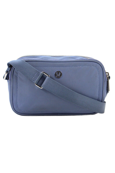 Lululemon Womens Adjustable Strap Zip Top Nylon Logo Belt Bag Handbag Blue