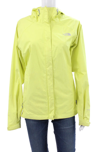The North Face Women Yellow Raincoat Polyester Zip Long Sleeve Size L