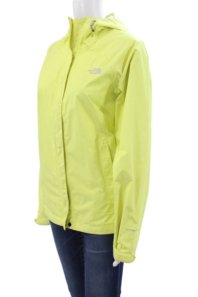 The North Face Women Yellow Raincoat Polyester Zip Long Sleeve Size L