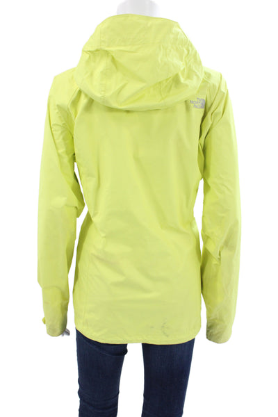 The North Face Women Yellow Raincoat Polyester Zip Long Sleeve Size L