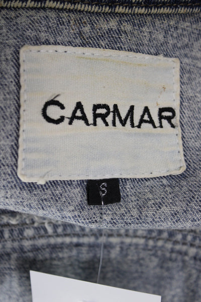 Carmar Womens Basic Jacket Blue Cotton Geometric Long Sleeve Button Size S