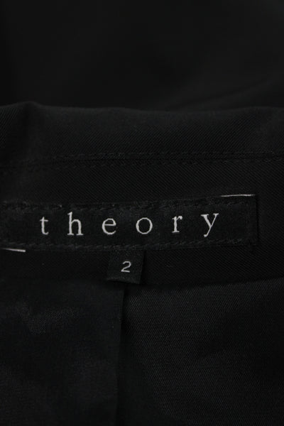 Theory Womens Military Jacket Black Button 90% Polyester Size 2