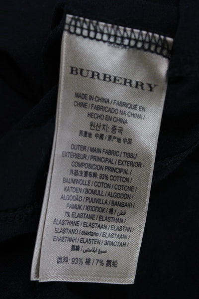 Burberry Women Jersey Check Crew Neck Black Cotton Short Sleeve T-Shirt Size S