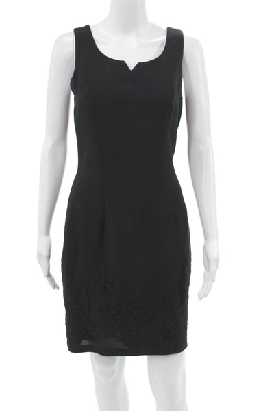 Carole Little Women Sheath Dress Black Scoop Neck Sleeveless Knee Length Size 4