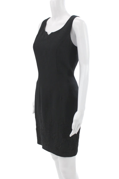 Carole Little Women Sheath Dress Black Scoop Neck Sleeveless Knee Length Size 4
