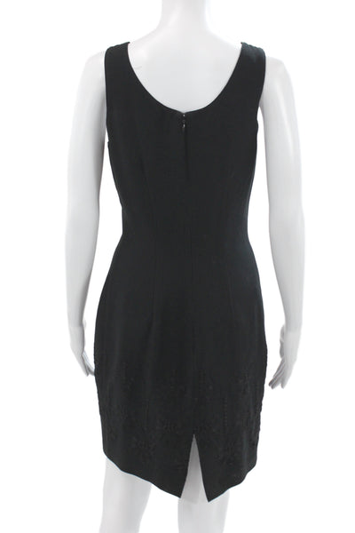 Carole Little Women Sheath Dress Black Scoop Neck Sleeveless Knee Length Size 4