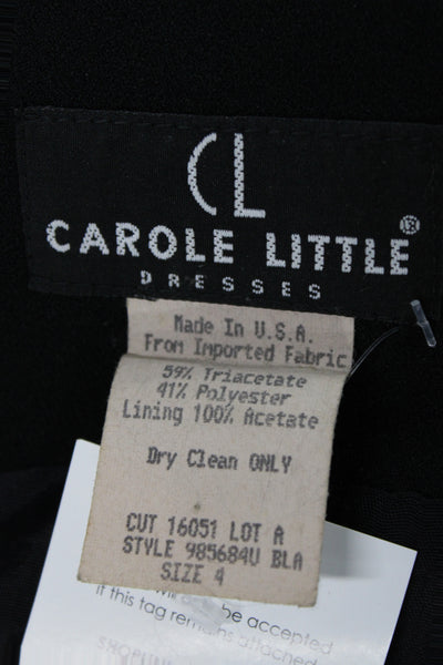 Carole Little Women Sheath Dress Black Scoop Neck Sleeveless Knee Length Size 4